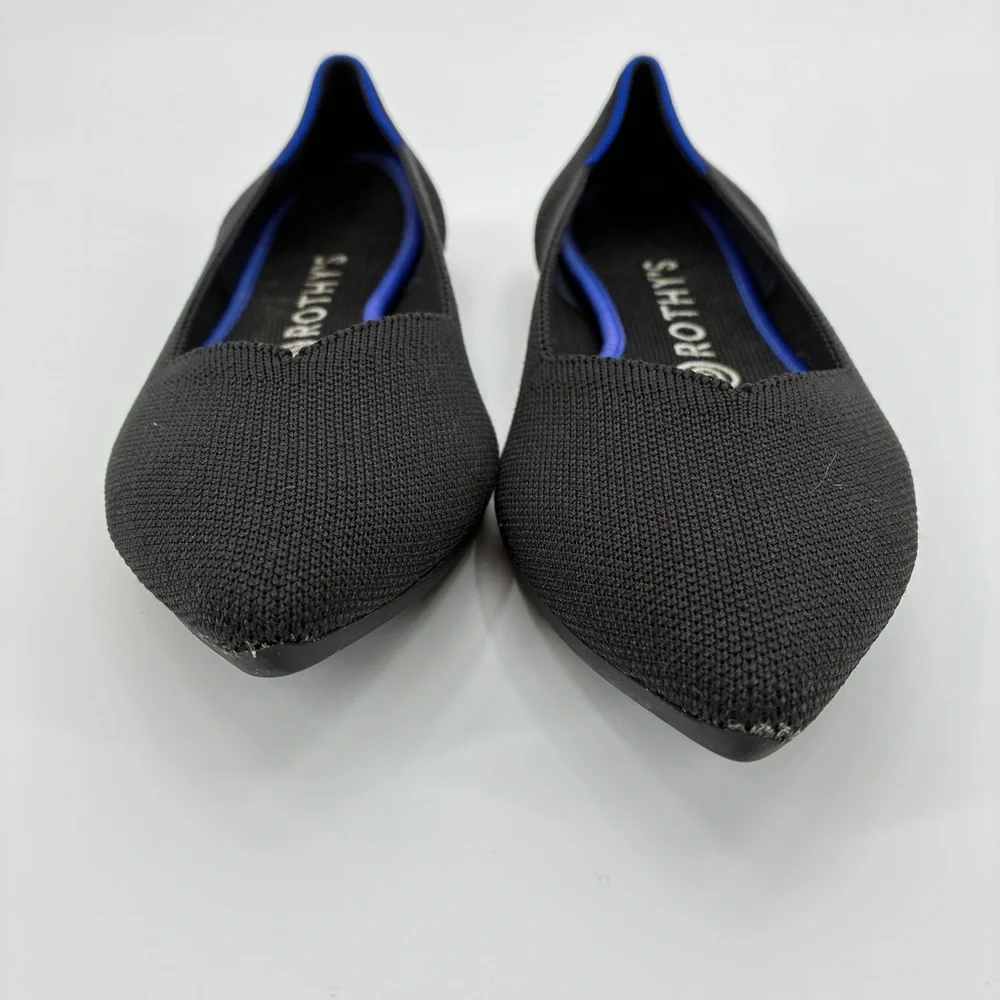 Rothy’s Women’s Black Knit ‘The Point’ Flats Slip On Dress Shoes Comfort Size 9 - Picture 2 of 10